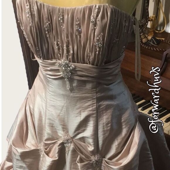 Prom-Ready Christian Michele Strapless Rose Belle Gown - Size 2 - Picture 9 of 13